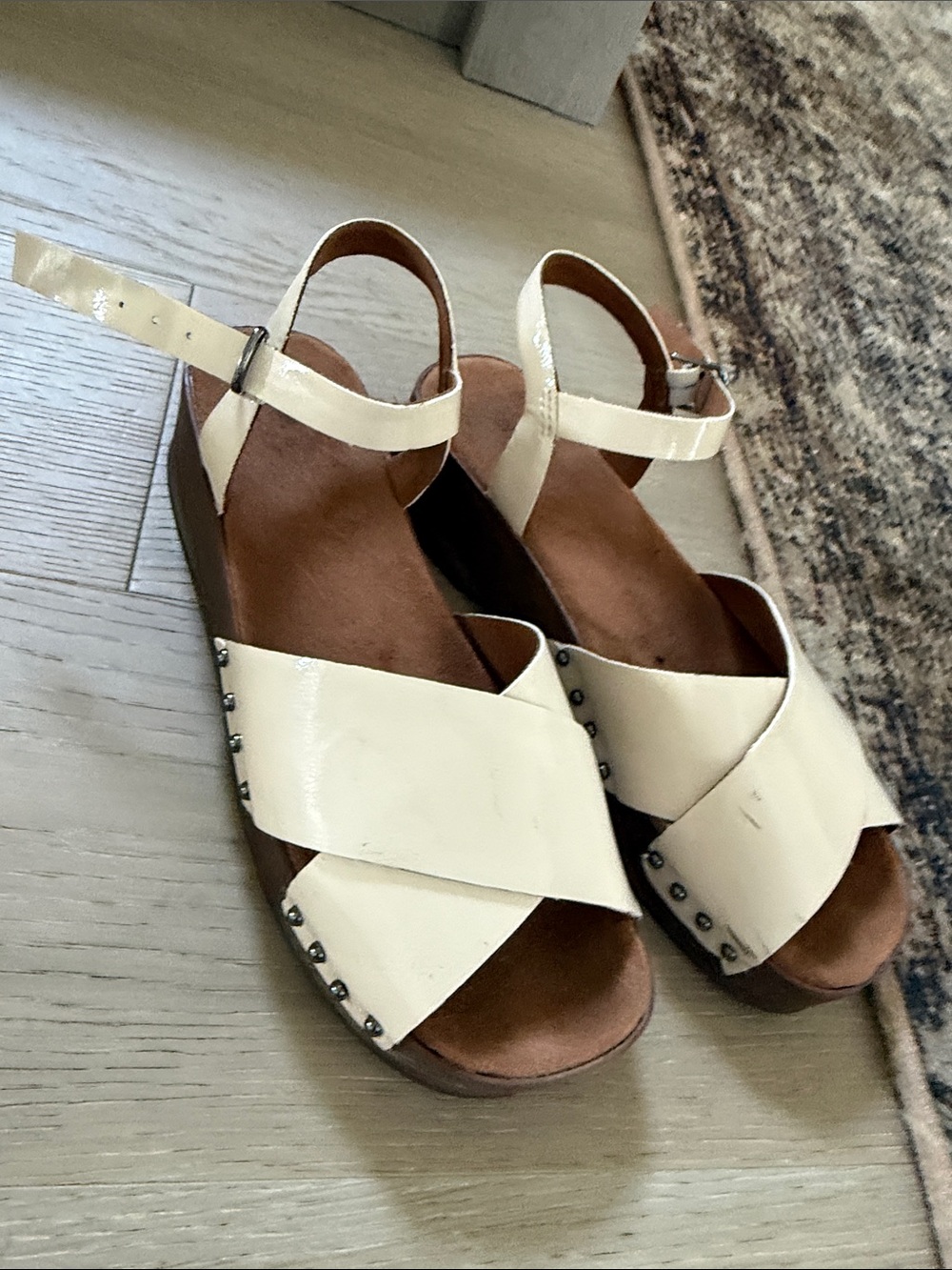 Zara Cream Cross-Strap Kids Sandals with Stud Accents